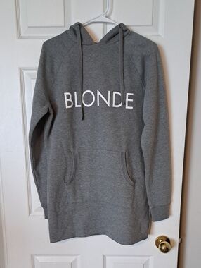 Brunette The Label "BLONDE" Gray Hooded Sweatshirt Dress